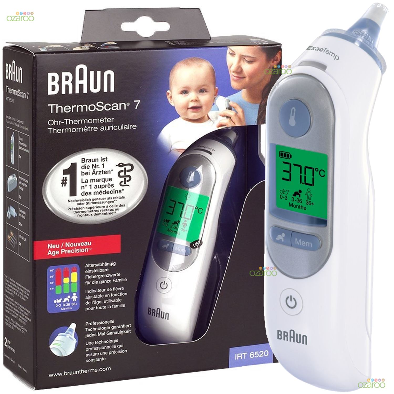 Braun ThermoScan 7 IRT6520 Baby/Adult Professional Digital Ear Thermometer